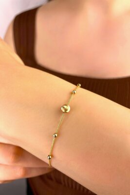 İtalyan Parlak Toplu Altın Bileklik 14KNY9530 - 2