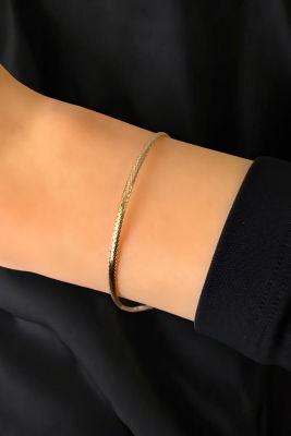 İtalyan Taşsız Altın Bileklik 14KNY1113 - 1