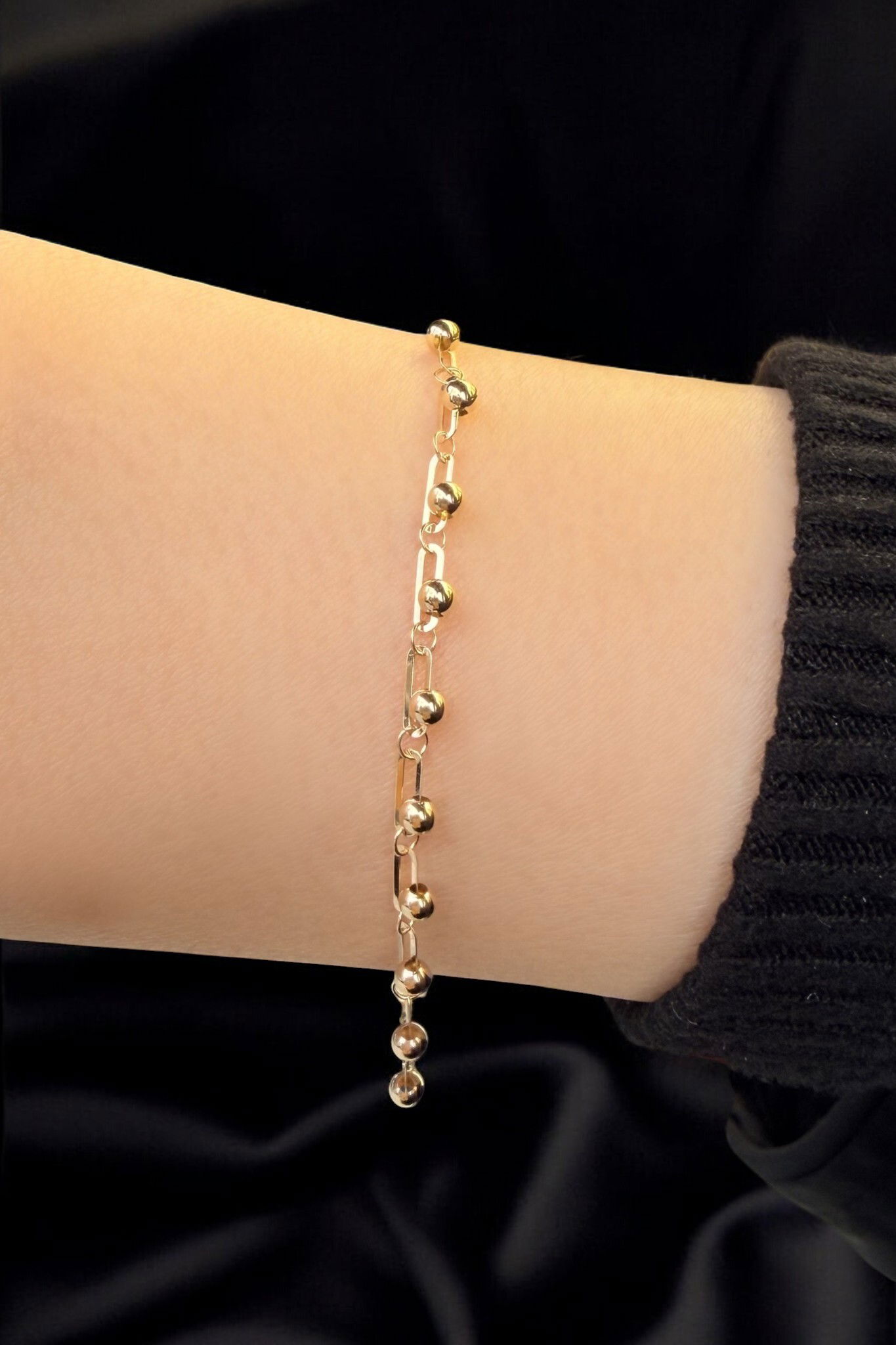 İtalyan Toplu Ataş Altın Bileklik 14KNY794 - 1