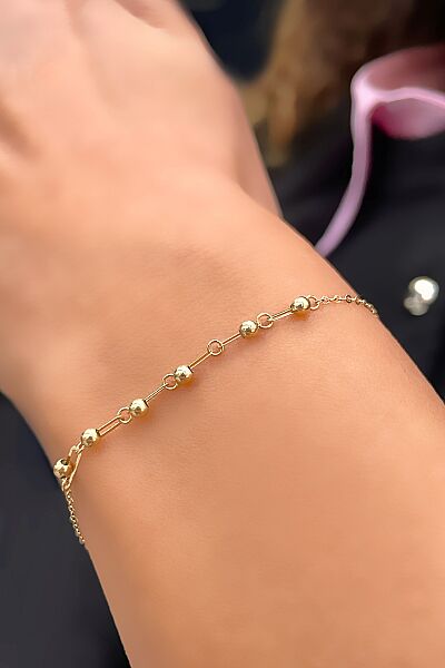 İtalyan Toplu Ataş Altın Bileklik 14KNY794 - Altınaşkı