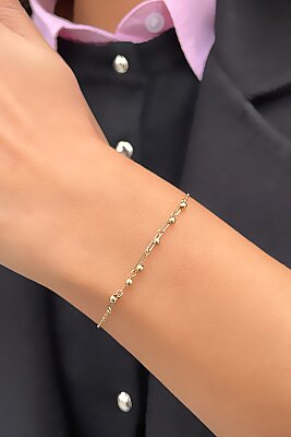 İtalyan Toplu Ataş Altın Bileklik 14KNY794 - 2