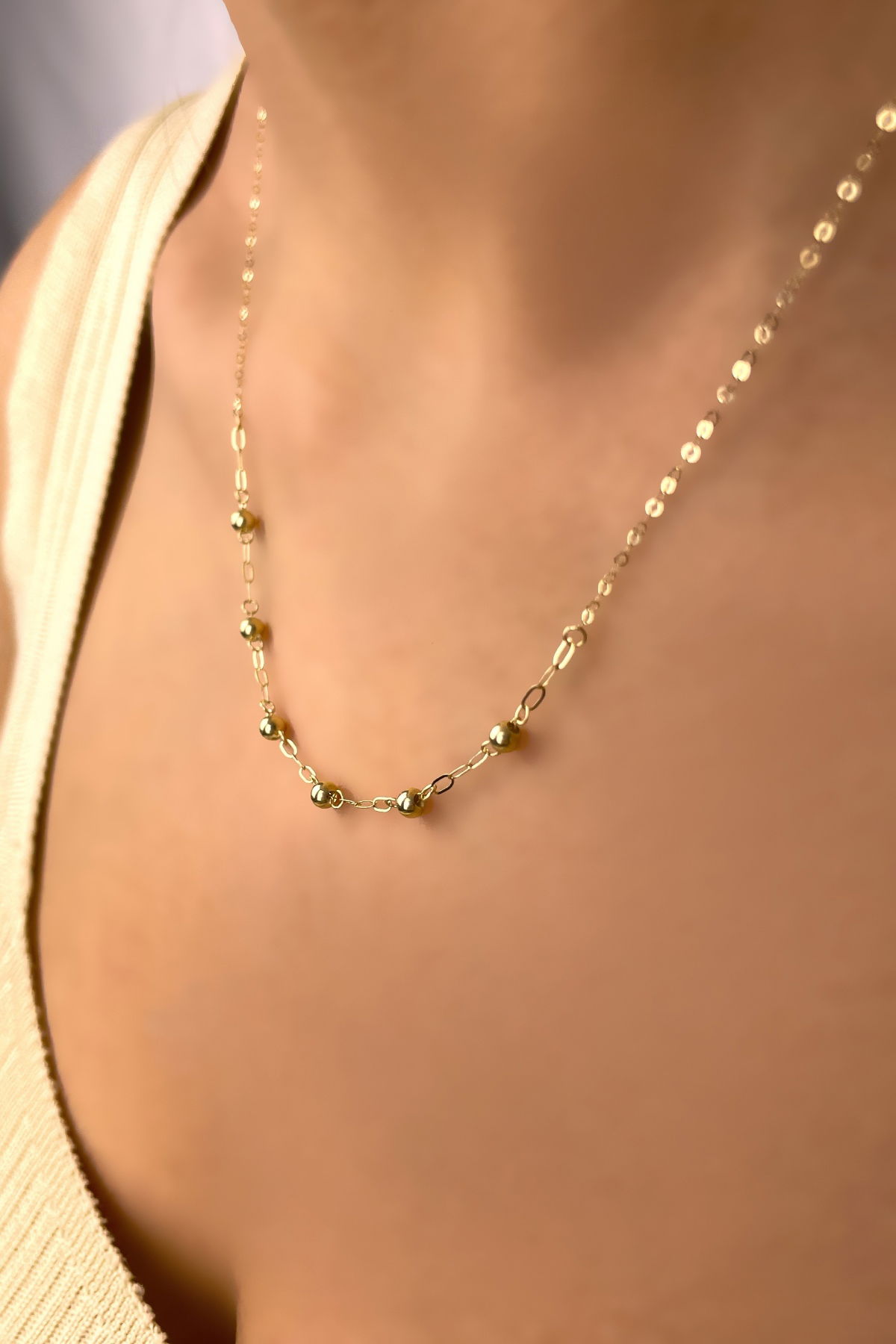 İtalyan Toplu Ataş Altın Kolye 14KLY1190 - 1