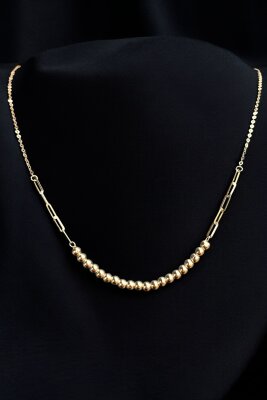 İtalyan Toplu Ataş Altın Kolye 14KLY734 - 1