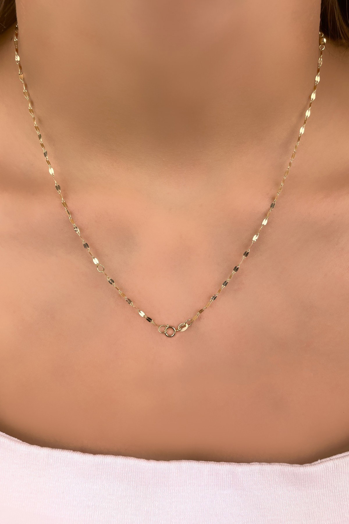 İtalyan Toplu Aynalı Altın Kolye 14KLY975 - 3