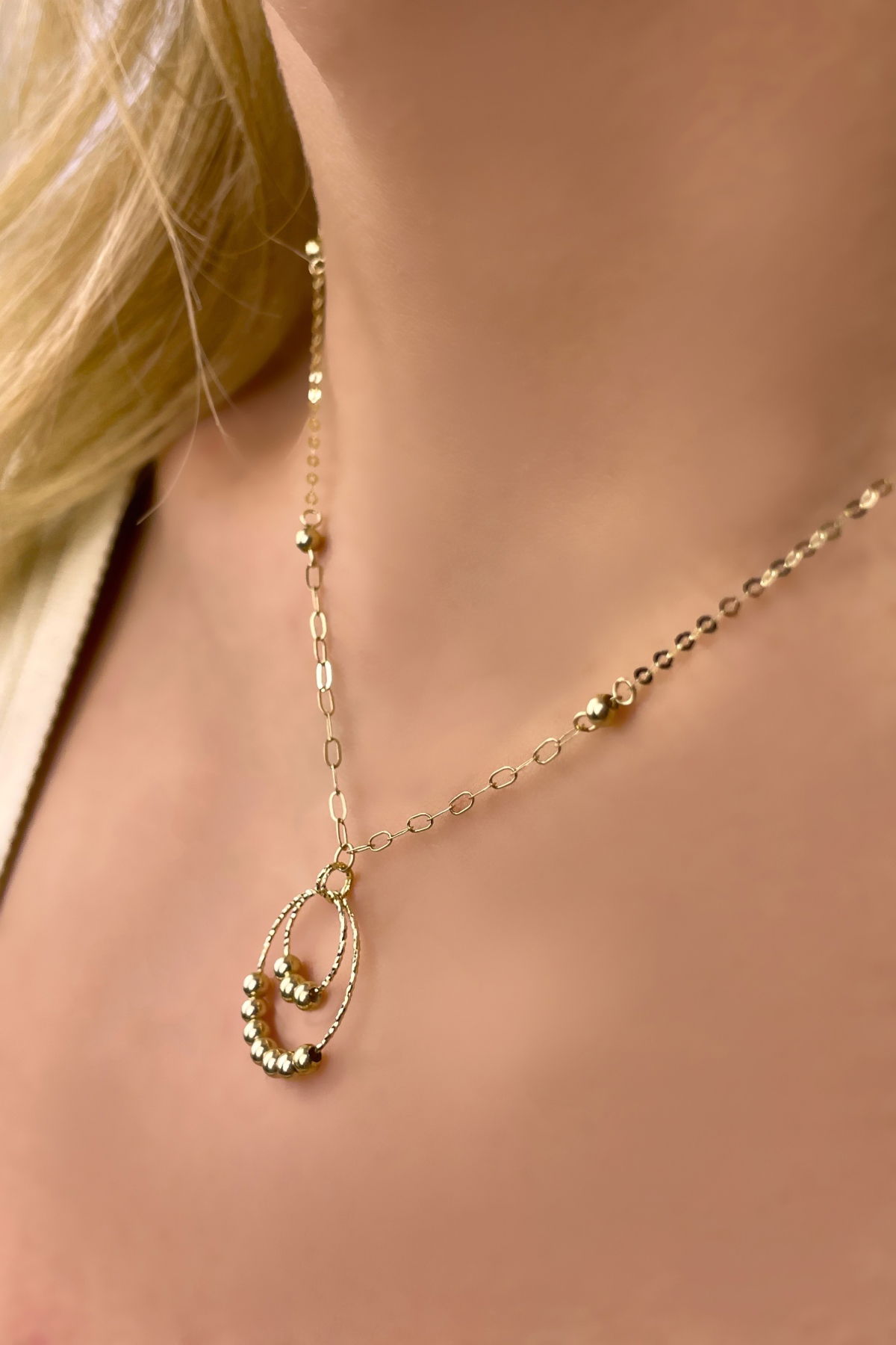 İtalyan Toplu Halka Altın Kolye 14KLY1191 - 1