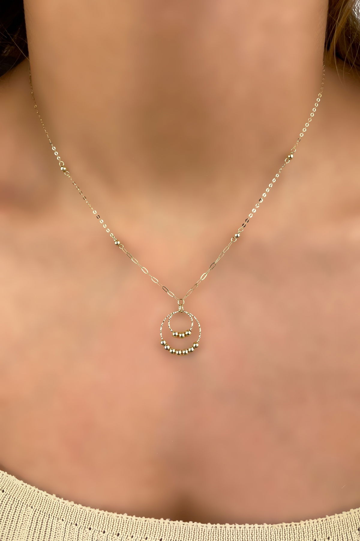 İtalyan Toplu Halka Altın Kolye 14KLY1191 - 2