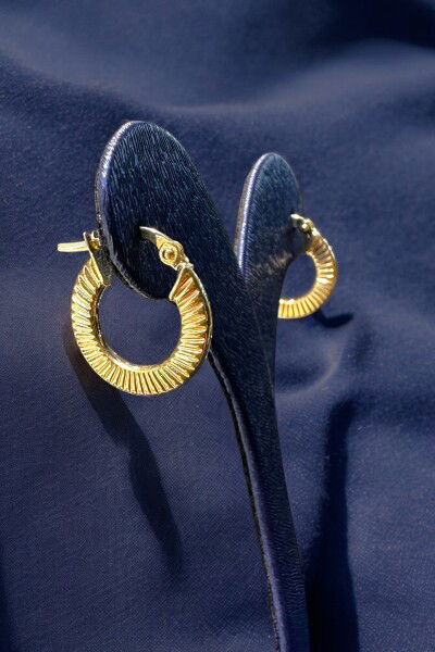 Kalemli Halka Altın Küpe 14KP0722 - Altınaşkı