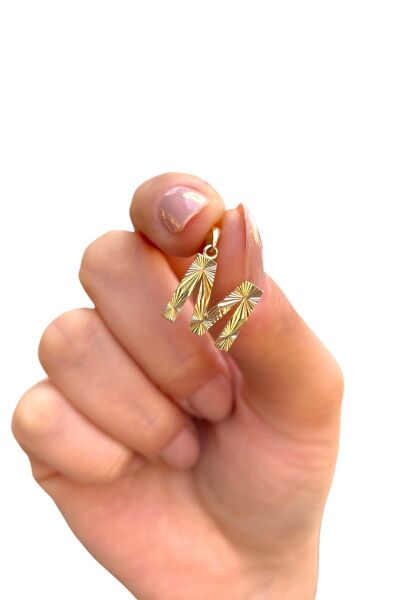 Kalemli Harf Altın Kolye Ucu 14KLY8762 - Altınaşkı