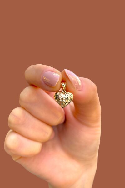 Kalemli Kalp Altın Kolye Ucu 14KLY9064 - Altınaşkı