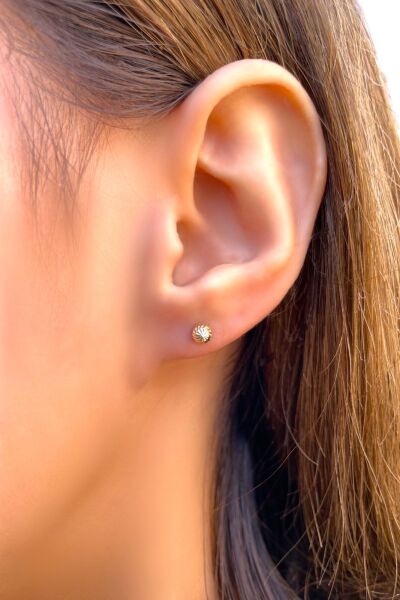 Kalemli Top Altın Küpe 14KP808 - Altınaşkı