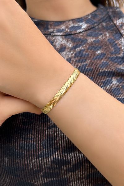 Kalın Balıksırtı Altın Bileklik 14KNY5918 - Altınaşkı