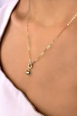 Kalp Ataş Altın Kolye 14KLY9211 - 1