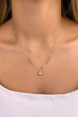 Kalp Halka Altın Kolye 14KLY915 - 2