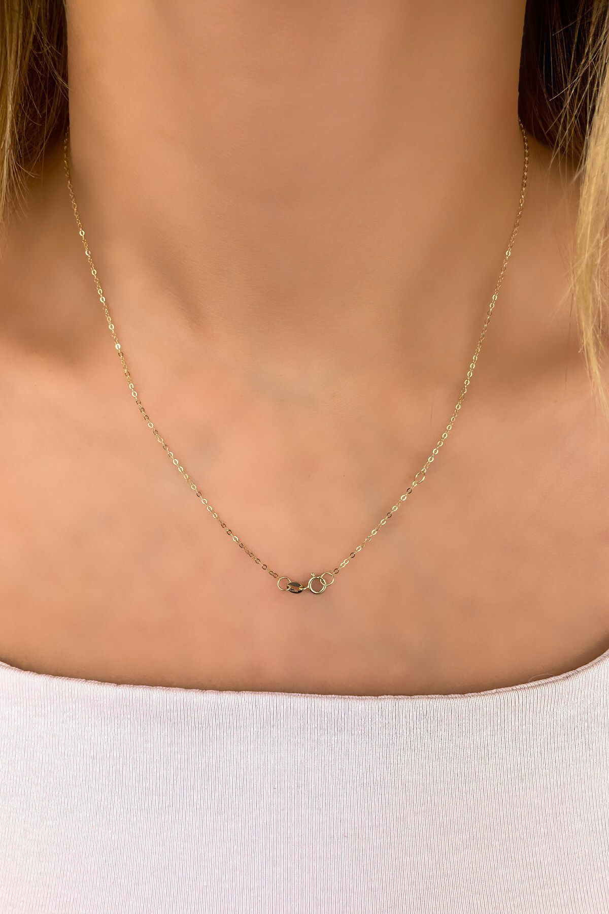 Kalp Halka Altın Kolye 14KLY915 - 3