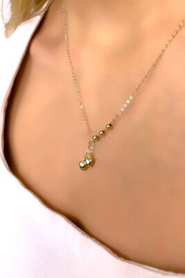 Kalp Halka Altın Kolye 14KLY923 - 1