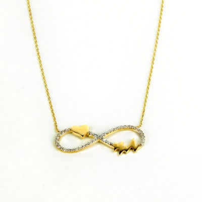 Kalp Ritimli Sonsuzluk Altın Kolye 14KLY13 - Altınaşkı