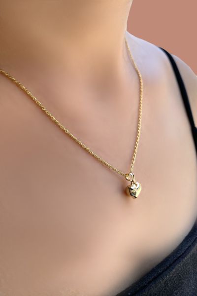 Kalp Uçlu Halat Altın Kolye 14KLY6790 - Altınaşkı