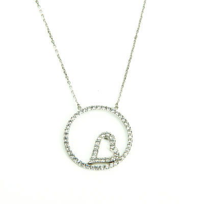 Kalpli Beyaz Altın Kolye 14KLY44 - Altınaşkı