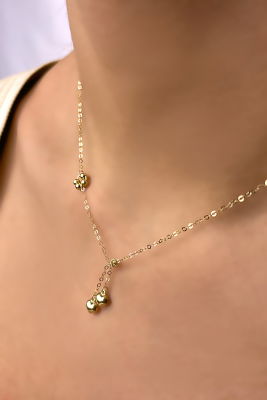 Kalpli Halka Altın Kolye 14KLY1030 - 1