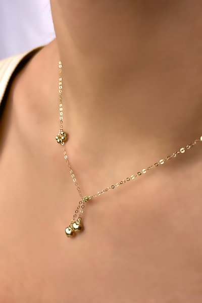 Kalpli Halka Altın Kolye 14KLY1031 - Altınaşkı