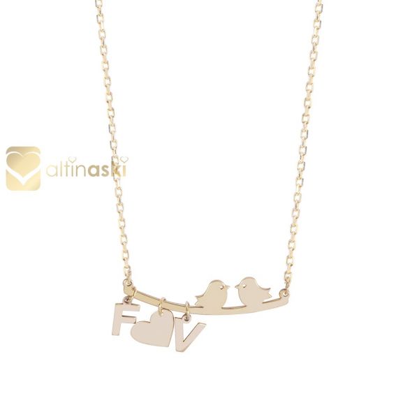 Kalpli Harfli Altın Kolye FYA148 - Altınaşkı