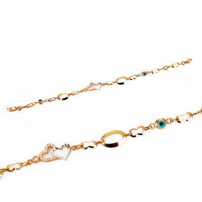 Kalpli Nazar Boncuklu Altın Bileklik 14KNY232 - Altınaşkı