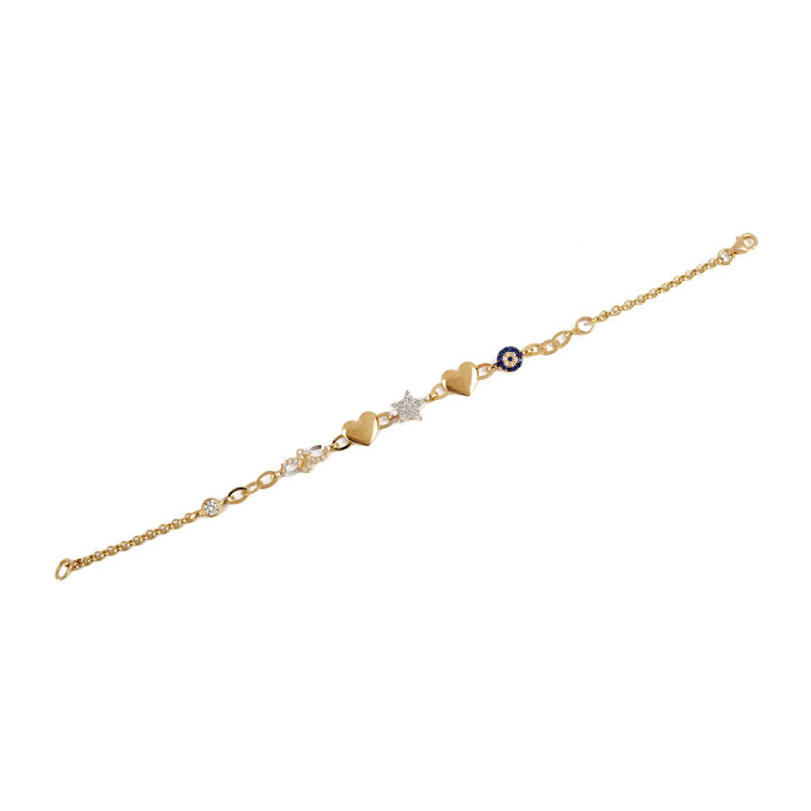 Kalpli Nazar Boncuklu Altın Bileklik 14KNY45 - 1