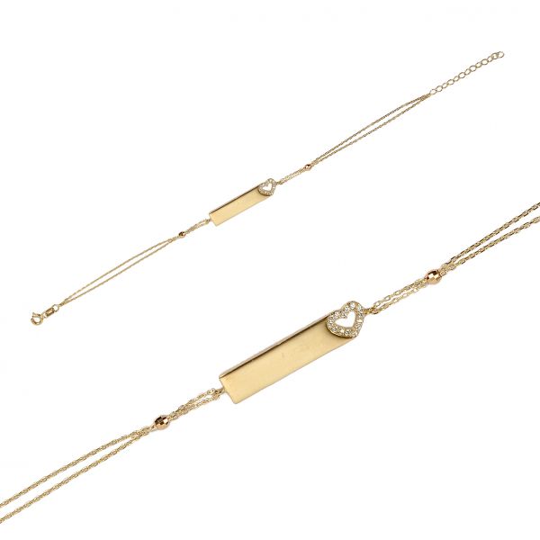 Kalpli Plaka Altın Bileklik 14KNY742 - Altınaşkı