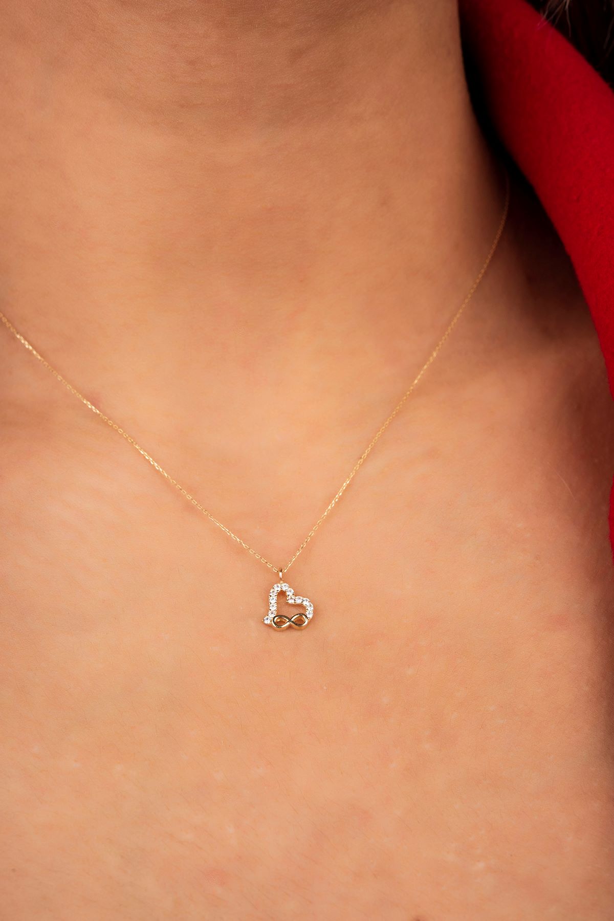 Kalpli Sonsuzluk Hayalet Altın Kolye 8KLY644 - 2