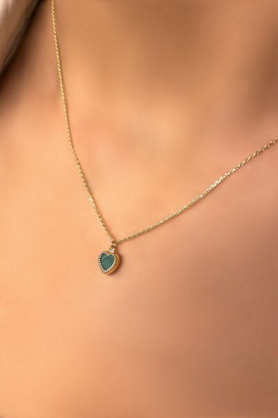 Kalpli Yeşil Altın Kolye 8KLY434 - Altınaşkı