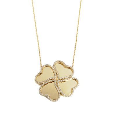 Kalpli Yonca Altın Kolye 14KLY165 - Altınaşkı