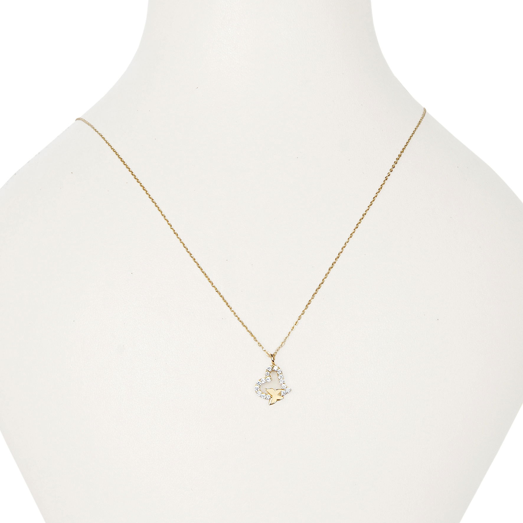 Kelebekli Kalp Hayalet Altın Kolye 8KLY791 - 3