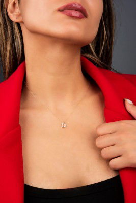 Kelebekli Kalp Hayalet Altın Kolye 8KLY791 - 1