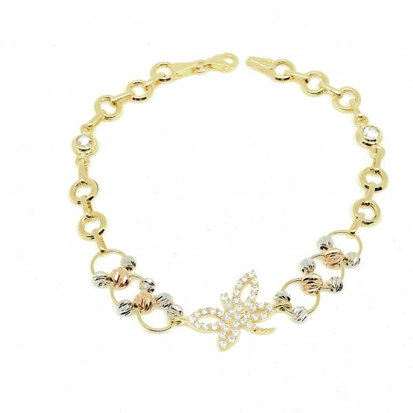 Kelebekli Taşlı Altın Bileklik 14KNY526 - Altınaşkı