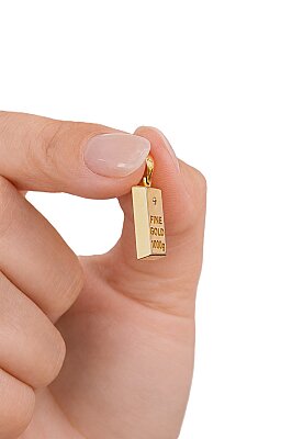 Kırmızı Külçe Altın Kolye Ucu 14KLY1046 - 2