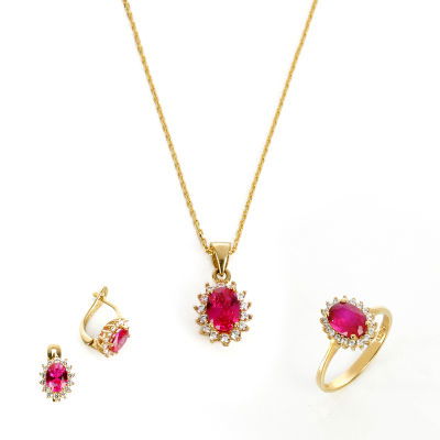 Kırmızı Taşlı Altın Set 14MNST10 - Altınaşkı
