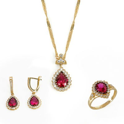 Kırmızı Taşlı Altın Set 14MNST7 - Altınaşkı
