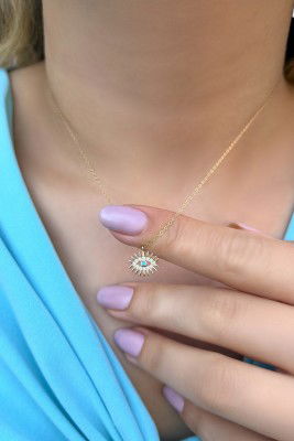 Kirpik Hayalet Altın Kolye 8KLY884 - 1