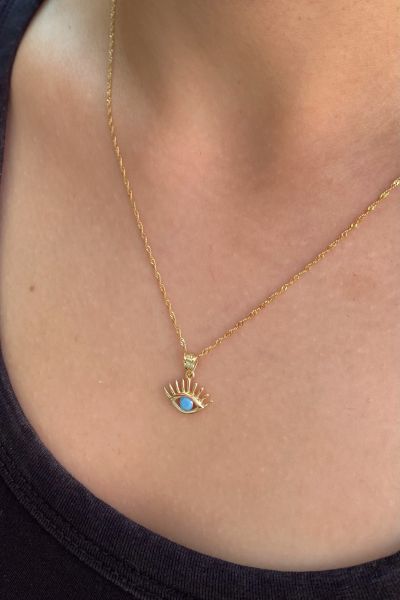 Kirpik Uç Singapur Altın Kolye 14KLY9675 - Altınaşkı