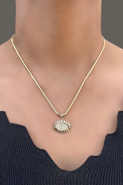 Kirpik Uçlu Balıksırtı Altın Kolye 14KLY4587 - Altınaşkı