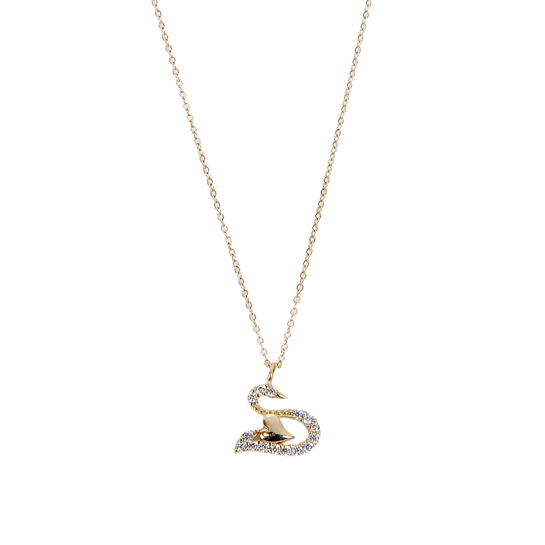 Kuğu Hayalet Altın Kolye 8KLY638 - 3