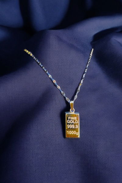 Külçe Uç Aynalı Altın Kolye 14KLY5704 - Altınaşkı