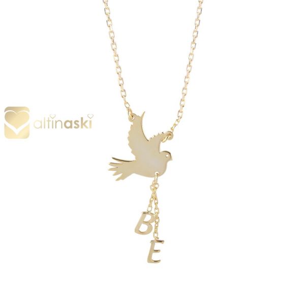 Kuşlu Harfli Altın Kolye FYA154 - Altınaşkı