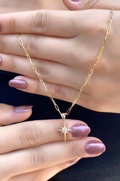 Kuzey Yıldızı Ataş Altın Kolye 14KLY6054 - Altınaşkı