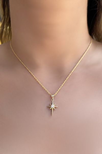 Kuzey Yıldızı Halat Altın Kolye 14KLY8455 - Altınaşkı