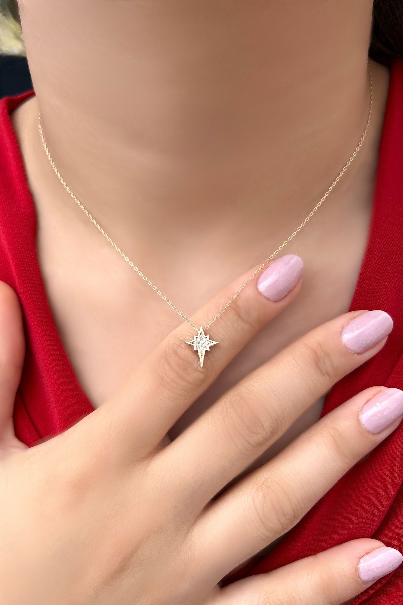 Kuzey Yıldızı Hayalet Altın Kolye 8KLY883 - 1