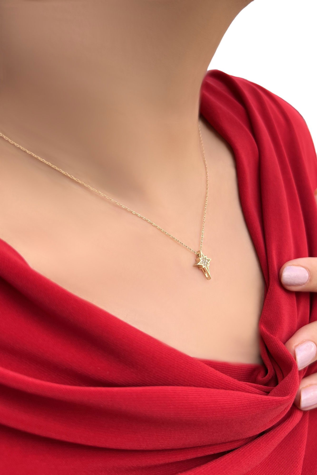 Kuzey Yıldızı Hayalet Altın Kolye 8KLY883 - 2