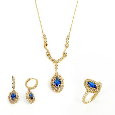 Mavi Taşlı Altın Set 14MNST21 - Altınaşkı