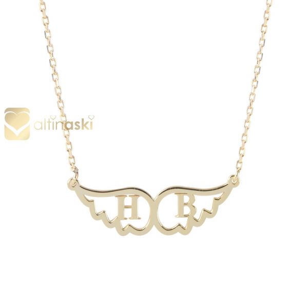 Melek Kanadı Harfli Altın Kolye FYA151 - Altınaşkı