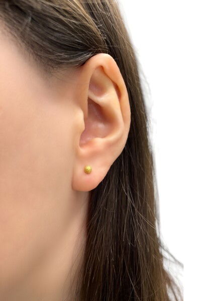 Mini Simli Top Altın Küpe 8KP338 - Altınaşkı